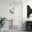 Porta Scorrevole Bianca 76x205 cm Vetro Temperato e Alluminio