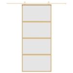 Porta Scorrevole Dorata 90x205 Vetro Smerigliato ESG Alluminio