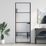 Porta per Interni Nera 76x201,5cm Vetro Temperato e Alluminio