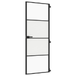 Porta per Interni Nera 76x201,5cm Vetro Temperato e Alluminio
