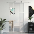 Porta Scorrevole Bianca 76x205 cm Vetro Temperato e Alluminio