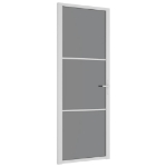 Porta Interna 76x201,5 cm Bianca in Vetro ESG e Alluminio