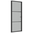 Porta Interna 83x201,5 cm Nero Opaco Vetro e Alluminio