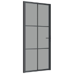 Porta Interna 93x201,5 cm Nera in Vetro ESG e Alluminio