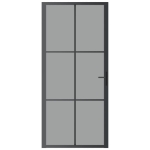 Porta Interna 93x201,5 cm Nera in Vetro ESG e Alluminio