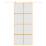 Porta Scorrevole Dorata 90x205 Vetro Smerigliato ESG Alluminio