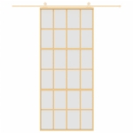 Porta Scorrevole Dorata 90x205 Vetro Smerigliato ESG Alluminio