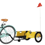 Rimorchio da Bici Giallo e Nero in Tessuto Oxford e Ferro