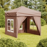 Tenda per Feste Pieghevole con Pareti Laterali Tortora 2x2 m