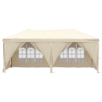 Tenda per Feste Pieghevole con Pareti Laterali Crema 3x6 m