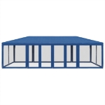 Tenda per Feste con 12 Pareti Laterali in Rete Blu 8x4 m HDPE