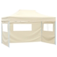 Gazebo Professionale Pieghevole con 3 Pareti 3x4m Acciaio Crema