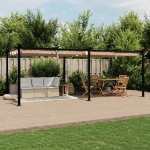 Gazebo da Giardino con Tetto Retrattile Tortora 3x6 m Alluminio