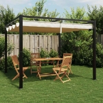 Gazebo da Giardino con Tetto Retrattile Crema 3x3m in Acciaio