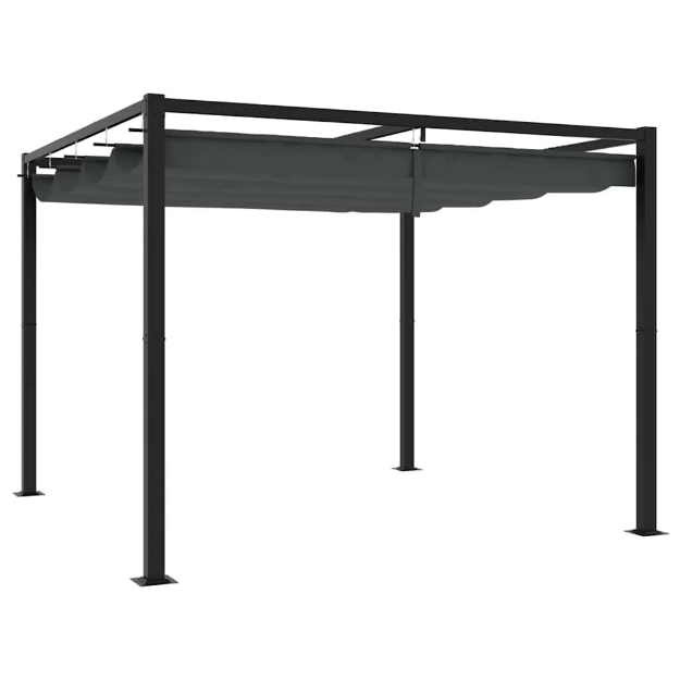 Gazebo da Giardino con Tetto Retrattile Antracite 3x3 m Acciaio