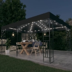 Gazebo con Tetto Doppio e Luci LED 3x4 m Antracite