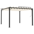 Gazebo con Tetto a Lamelle 3x3 m in Tessuto Crema e Alluminio