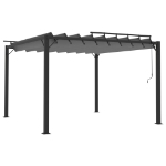 Gazebo con Tetto a Lamelle 3x3 m in Tessuto Antracite/Alluminio