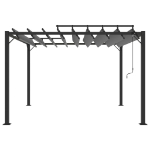 Gazebo con Tetto a Lamelle 3x3 m in Tessuto Antracite/Alluminio