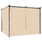 Gazebo con Tende 3x3 m Crema in Acciaio