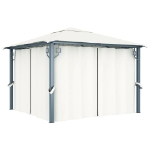 Gazebo con Tenda 300 x 300 cm Crema Alluminio