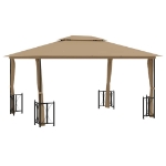 Gazebo con Teli Laterali e Doppio Tetto 3x4 m Tortora