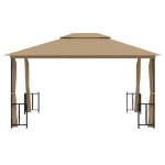Gazebo con Teli Laterali e Doppio Tetto 3x4 m Tortora