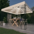 Gazebo con Stringa di Luci LED 3x3 m Crema