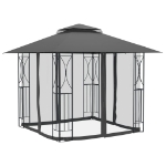 Gazebo con Pareti Laterali Antracite 300x300x270 cm Acciaio