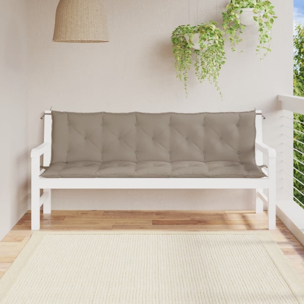 Cuscini Panca da Giardino 2pz Tortora 180x50x7cm Tessuto Oxford