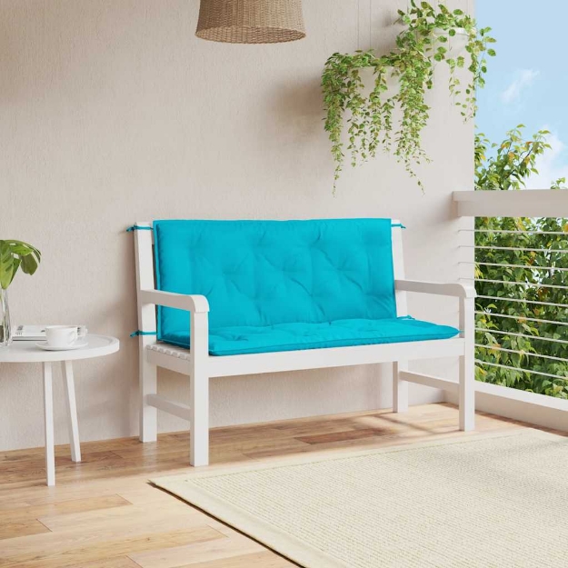 Cuscini per Panca da Giardino 2 pz Turchese 120x50x7 cm Tessuto
