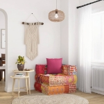 Pouf Modulare con Cuscino in Tessuto Patchwork