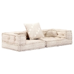 Pouf Modulare a 2 Posti Beige in Tessuto