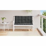 Cuscini Panca da Giardino 2pz a Quadri Nero 120x50x7 cm Tessuto