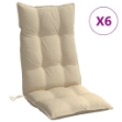 Cuscini per Sedia con Schienale Alto 6 pz Beige Tessuto Oxford