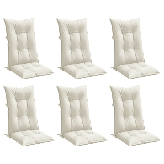 Cuscini Sedia Schiena Alta 6 Crema Mélange 120x50x7 Tessuto