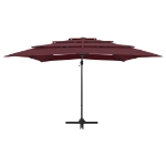 Ombrellone a 4 Livelli Palo in Alluminio 250x250 cm Bordeaux