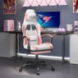 Sedia da Gaming Girevole Poggiapiedi Bianca e Rosa Similpelle
