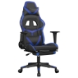 Sedia da Gaming Massaggiante Poggiapiedi Nero e Blu Similpelle
