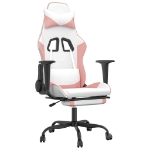 Sedia da Gaming Massaggio Poggiapiedi Bianco e Rosa Similpelle
