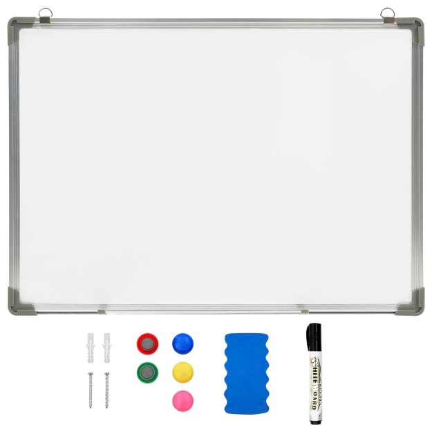 Lavagna Magnetica Bianca Cancellabile a Secco 70x50 cm Acciaio