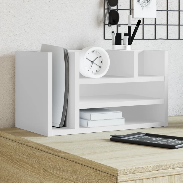 Organizer da Scrivania Bianco 44,5x24x25 cm Legno Multistrato