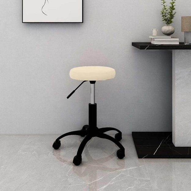 Sedia Girevole da Ufficio Crema in Velluto