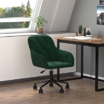 Sedia da Ufficio Girevole Verde Scuro in Velluto