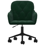 Sedia da Ufficio Girevole Verde Scuro in Velluto