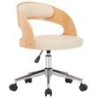 Sedia da Ufficio Girevole Crema in Legno Piegato e Similpelle