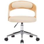 Sedia da Ufficio Girevole Crema in Legno Piegato e Similpelle