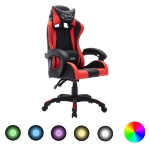 Sedia da Gaming con Luci a LED RGB Rossa e Nera in Similpelle