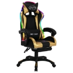 Sedia da Gaming con Luci a LED RGB Oro e Nera in Similpelle