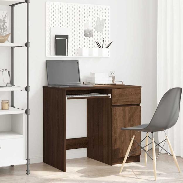 Scrivania Rovere Marrone 86x49x76 cm in Legno Multistrato
